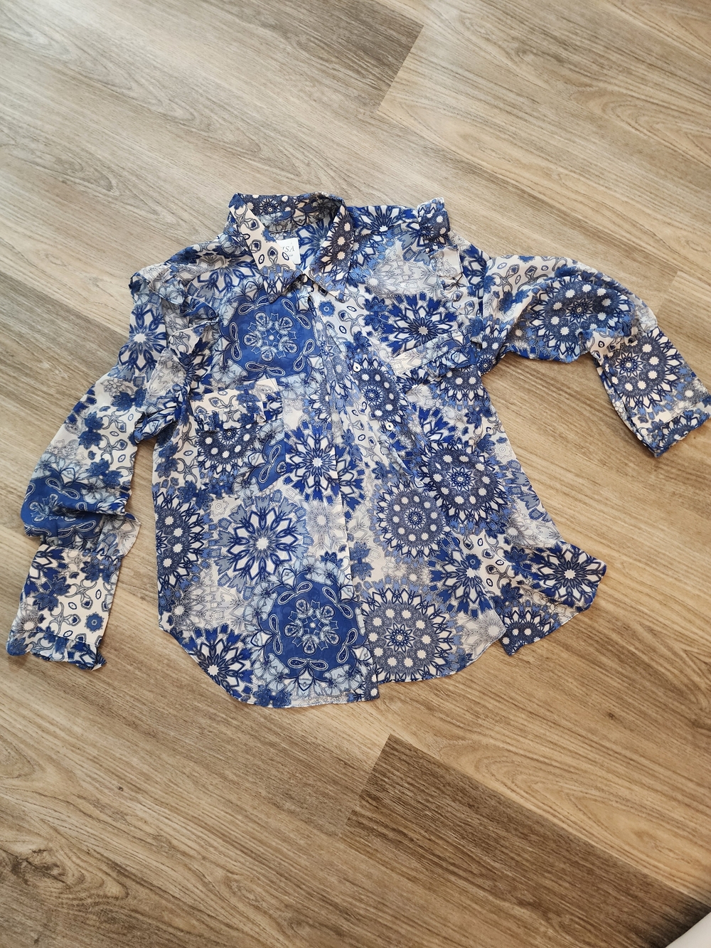 Misa Los Angeles Blue Floral Button-Up Shirt